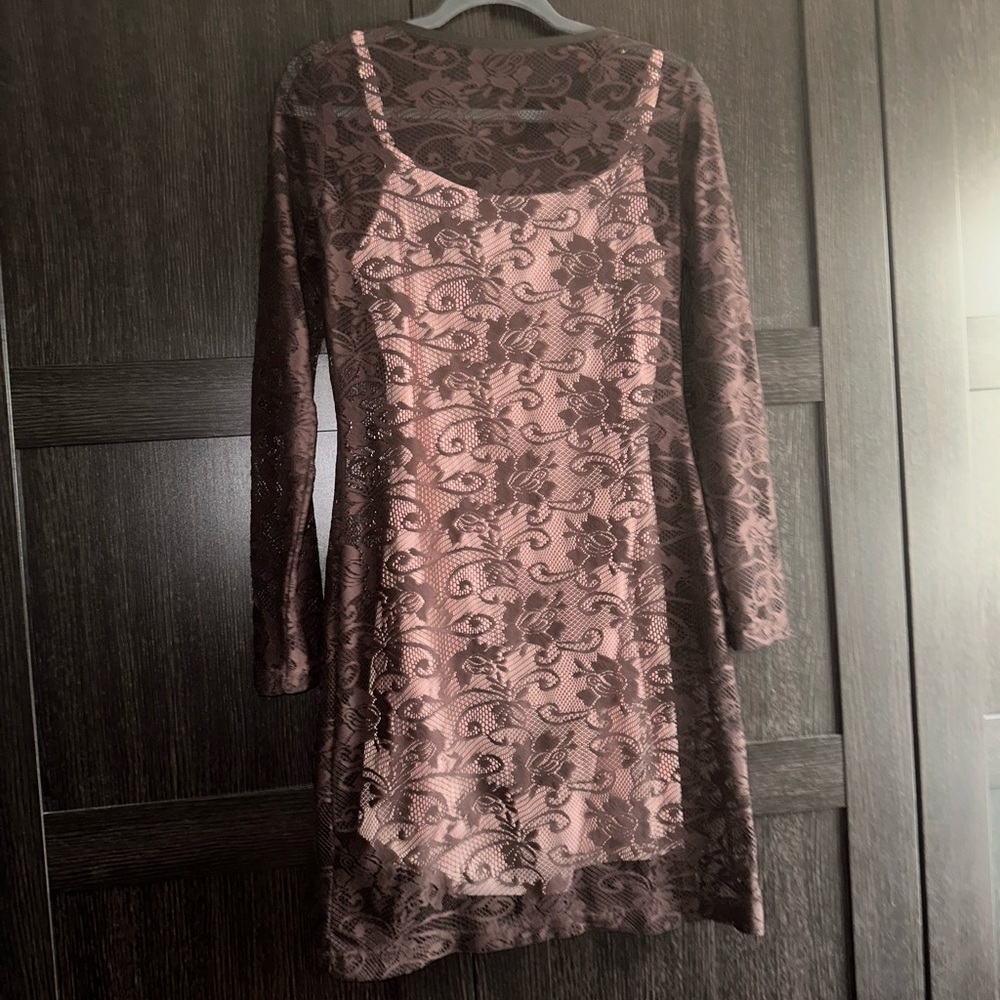 Brown & Pink Lace Dress